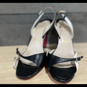 Christian Loboutin Black & White Strappy Heels
